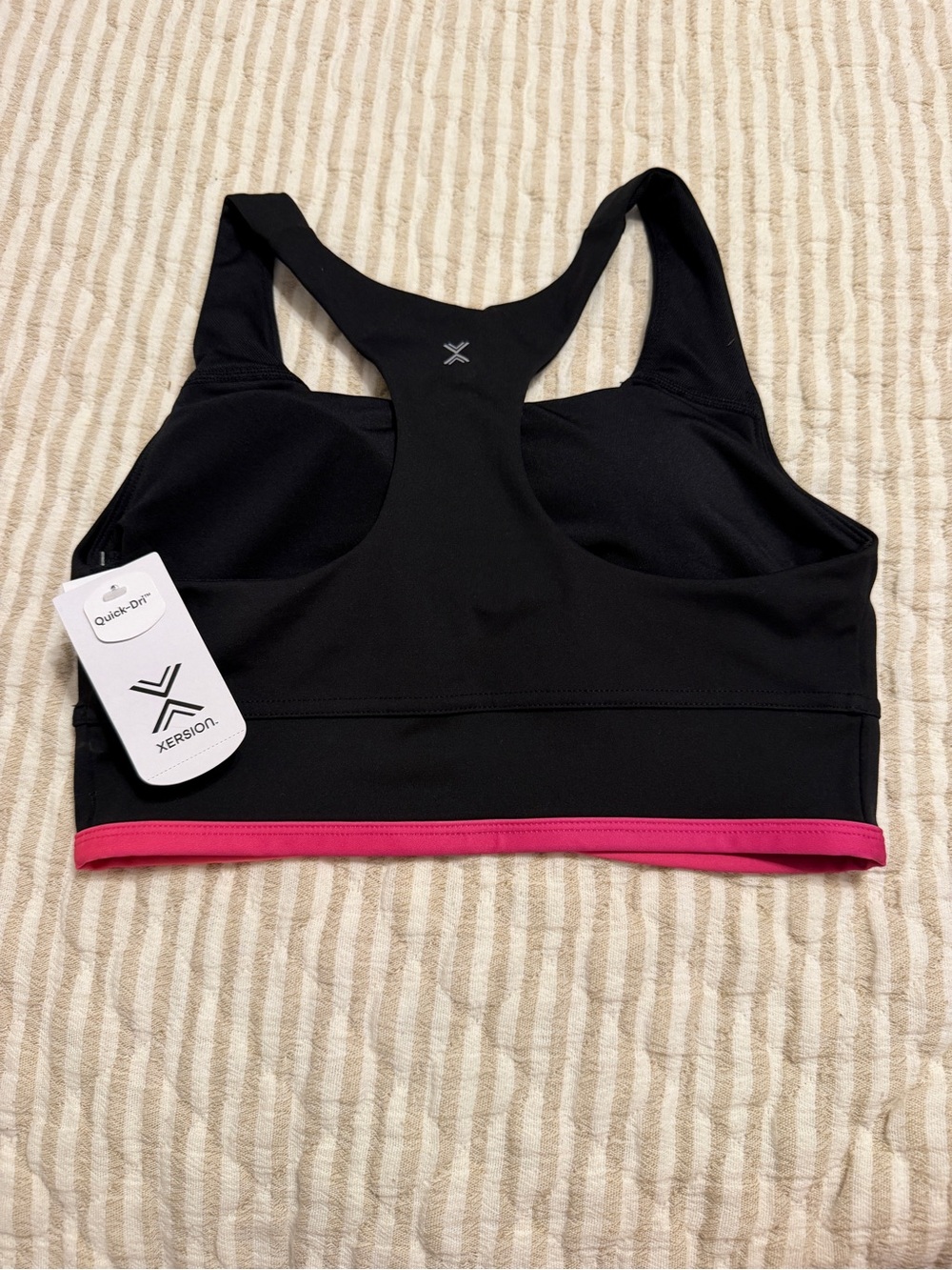 Xersion Black Sports Bra with Pink Band